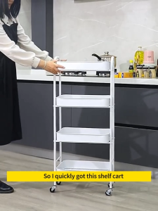 3/4 Tier Carbon steel Trolley Multipurpose Home Storage Rack Kitchec Rack Kitchen Organizers Cheap storage rack 推车置物架