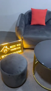 Combo sofa lưng xéo - sofa 1m70 xám nhung lông chuột sang trọng - bảo hành 12 tháng