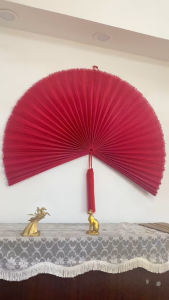 Quạt mành tre BEMIAO trang trí tường màu đỏ hồng quạt decor trang trí nhà cửa phòng ngủ phòng khách