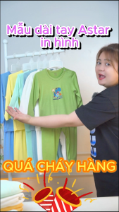 Bộ dài tay ASBABY vải petit cotton viscose in hình ngộ nghĩnh cho bé traibé gái từ 9 tháng đến 6 tuổi