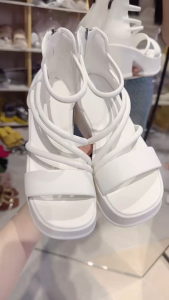 One for all พร้อมส่งจากไทย NEW TX567 รองเท้าส้นสูง 7 ซม. หนัง PU ส้นหนา  สายคาดหน้า เปิดหน้าเท้า สไตล์โรมัน แฟชั่นใหม่ สําหรับผู้หญิง