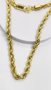 MJ Jewellery - Signature - 375/9K Gold 8MM Hollow Rope Necklace R004