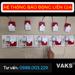 Hệ thống báo động PCCC tổ liên gia 5 nhà - Mô hình A02 - Có đèn định vị nhà nào ấn nút báo động