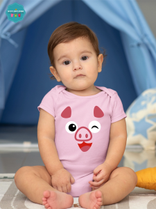 Baby Character Onesies with Name Back Print - Cute Pig