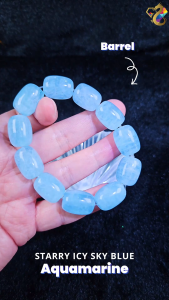 Collectors Grade Starry Icy Sky Blue Aquamarine Barrel Bracelet