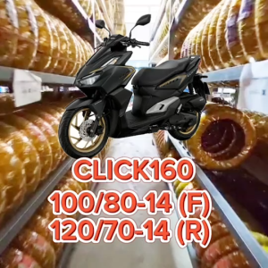 ยางนอกเรเดียล (ไม่ใช้ยางใน) สำหรับรถรุ่น Honda Click160 2022 ND City 100/80-14 TL (ล้อหน้า) 120/70-14 TL (ล้อหลัง) ยางจุ๊บเลส ไม่ใช้ยางใน ยางผลิตใหม่ จัดส่งเร็วทั่วไทย มีใบกำกับภาษี