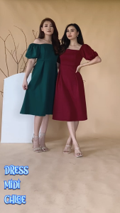 Dress Midi Chloe/Dress Wanita/Murah/Premium