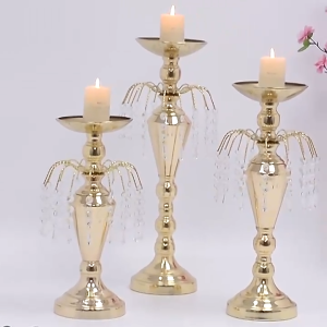 【COD】Metal Flower Vase With Crystal Pendant Rack Fountain Shaped Wedding Table Centerpiece For Home Decor