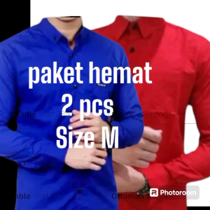 PROMO PAKET HEMAT KEMEJA POLOS LENGAN PANJANG//MERAH CABE--BIRU BCA