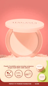 Hanasui Perfect Fit Powder Foundation - 5 Varian Warna - Light - Natural - Netral - Porcelain - Classic Ivory - Meratakan Warna Kulit - Bedak Padat - Ken Herbal