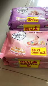Tissue Basah Cussons |Baby Wipes Tisue Basah Bayi Beli 1 Gratis 1 50s + 50s