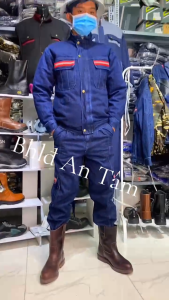 Quần áo jean(vải bò) bảo hộ thợ hàn thợ điện vải tốtkhoét lỗ dùng quạt séc kéoKHÔNG LOGO(sản phẩm chưa bao gồm quạt)_A66