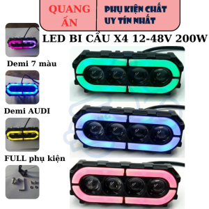 Đèn LED trợ sáng bi cầu X4 200W dùng cho xe điện xe máy điện áp từ 12- 48V BH 6 tháng