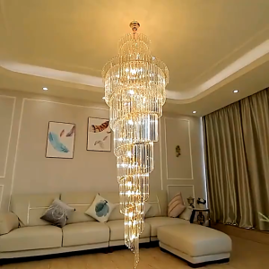 Modern LED three-color indoor lighting kitchen lamp building long-line chandelier villa hotel Europerman-style spiral staiurcase lamp