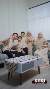 Sarimbit Couple Suami Istri Keluarga Terbaru 2024 Raudhah Series Warna Caramel BY ARRA