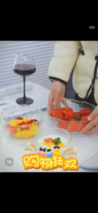 ญี่ปุ่นค้อนทองขอบชามสลัดแก้วบ้านผลไม้สร้างสรรค์สไตล์นอร์ดิกบนโต๊ะอาหารชามขนม