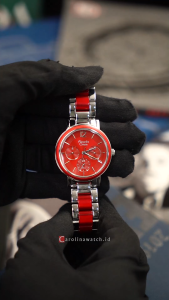Jam Tangan Wanita Alexandre Christie Passion AC 2B45 BFBSSRE Red Dial Dual Tone Stainless Steel Strap