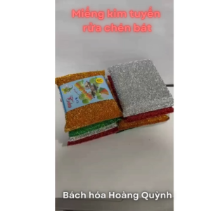 Combo 4 miếng cước kim tuyến rửa chén   cước muốt kim tuyến nhiều màu rửa bát  siêu sạch