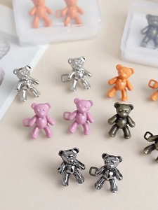 MALL Kancing Jeans Pengecil Celana Pinggang Motif Beruang Jarum Tusuk Gaya Wanita Korea BRS06