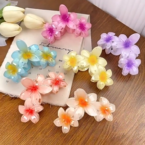 ED - 11CM - JEPIT RAMBUT SALON GLOSSY MODEL TRIPPLE BUNGA KOREA / JEPITAN JEDAI SALON FLOWER PREMIUM