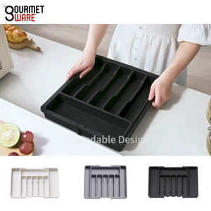 [SG Stock] Expandable Kitchen Drawer Organiser Tray | Cutlery Holder Utensils Organizer | Fork Spoon Knives Storage