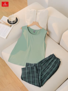 Đồ bộ Nữ CARDINA chất liệu sợi lạnh Ice text cổ tròn kiểu dáng nhẹ nhàng thoải mái trẻ trung 4BIL01