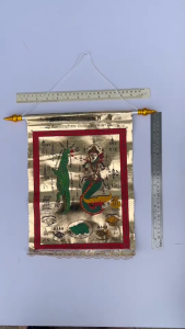 ธงกฐินผ้าทอง สกรีน2ด้าน หัวบัว [ธงกฐินธงบุญ][ป.สังฆภัณฑ์]