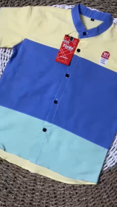 Nazeera id Baju Koko Anak Laki Laki KEMKO Oxford Motif Gradasi Cowok Usia 1-12 Tahun