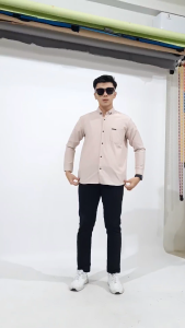 PROMO 7.7: Kemeja Pria Dewasa Polos Lengan Panjang Warna Cream