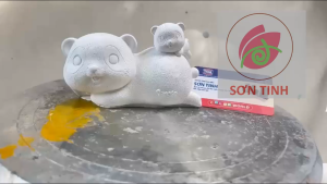 Tượng tô màu Gấu trúc địu con tô tượng thạch cao (Không kèm màu) luyện vẽ tượng trắng decor