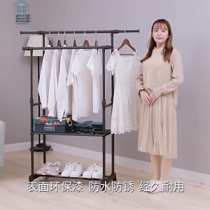 Single/Double Pole Strong Steel Structure Laundry Rack Extendable Cloth Organizer Cloth Hanger Rack Baju Rack