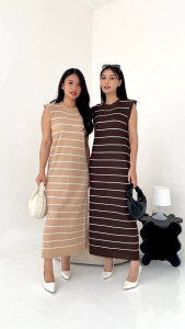 Dress Garis Rajut Frillmingo / Dress wanita / Murah