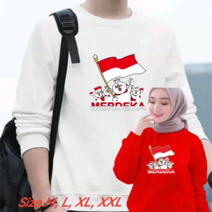 Promo Sweater Pria Wanita Indonesia Merdeka Kaos Hut RI Baju Dirgahayu Sweter 17 Agustus Pancasila