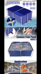 Heyman 320 Gallon Aquarium Pool Pond with Drain Valve anvas Ternak Udang Ikan PVC Canvas with Steel Frame for Ponds Fish Tank Koi Goldfish Display Show Tank