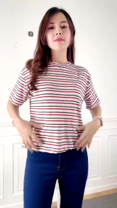 BeeUniq Kaos Crop Top Salur Hanna RIB Korean Style