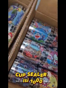 SEALLER CUP MURAH Plastik Lid Cup ISI 1000pcs Motif Drink Teh Polos Bauh Kartun