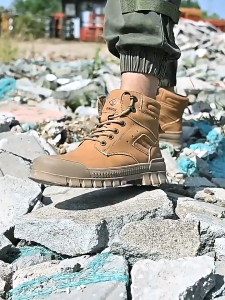 VIDEO [Msia Stock] Premium High Quality Mens Steel Shoes Safety Boots Oil Resistant Protector Military Tactical Big Size Army Bot Combat Comfortable Breathable Shoe Non-Slip Toe Cap Boots Anti Nail Steel Anti Shock Kasut Keselamatan