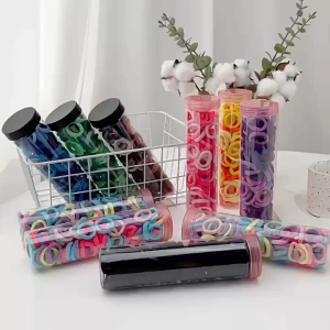 Klik-Beli (100 PCS) Ikat Rambut Anak Kunciran Wanita Elastis Tabung Gaya Korea Motif Polos Ponytail