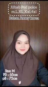 JERSEY KOREA JILBAB PED POLOS SIZE M L XL BY NF / HIJAB HAMIDAH L STANDAR KHIMAR JUMBO