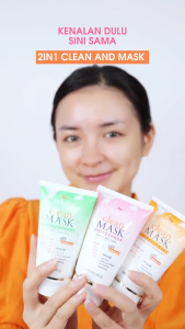 [BPOM] Viva White 2in1 Clean & Mask 50g | Dry Fine Wrinkle Skin | All Skin Type | Oily Acne Prone | Aloe Vera Facial Wash Cleanser Mask Orange Pink Green Hijau Oil Control Oily Bestseller Kulit Kering Masker Sabun Pembersih Wajah Brightening