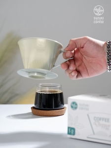 ชุดชงกาแฟดริป กระดาษกรอง ถ้วยกรอง กาสแตนเลสสีดำ ช้อนตวง