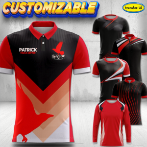 Transfer It Personalized FULL SUBLIMATION Red Black Design/Color Company School Council Uniform.