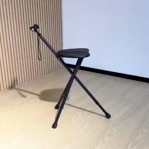(SG STOCK) Walking Crutch Stool Anti-Slip Lightweight Walking Stick for Seniors,Alloy Crutch Chair Folding Cane with Stool Sitting Dual-purpose Cane Chair
