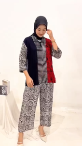 Oneset Batik Pradita Wanita Dewasa Terbaru 2024 Setcel Kekinian Bahan Rayon Adem - DRUPADI BATIK