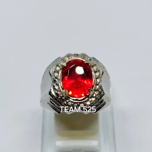 Cincin Batu Permata Merah Siam Cutting Sintetic Dim 10x8 mm