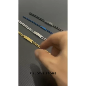 Gelang Titanium Plat Anti Karat Gold & Silver Hitam Fashionable