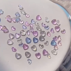 Dekorasi Kuku Bentuk Hati Aksen Mutiara Berlian Gaya Jepang Nail Art Lucu 3D Berlian Imitasi Aurora Aksesori Manikur DIY
