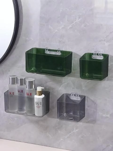 ชั้นติดผนัง ชั้นวางของในห้องน้ำพลาสติก Sundries Rack ชั้นวางของในห้องน้ำติดผนัง ไม่ต้องเจาะรู รับน้ำหนักได้ดี สีโปร่งใส