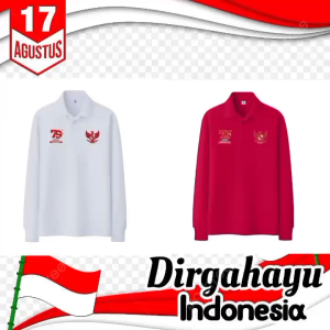 Sonclothing - Kaos Kerah Pria Lengan Panjang Distro Seragam Merah Putih HUT RI se INDONESIA k 79th