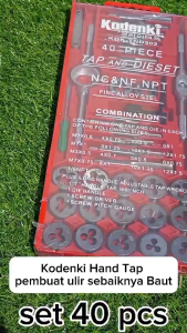 Kodenki 40 Pcs Alat Senai Tap Ulir Baut Senai Die Senei Dies Set Handtap - Tap And Die Hand Tap Die Set 40 Pcs Alat Reparasi Ulir Baut Mur Alat Pembuat Alur Drat Dalam Luar Handtap Set 40pcs Tap Die Set 40 PCS Alat Snai dan Tap Ulir Mur Baut Alat Senai